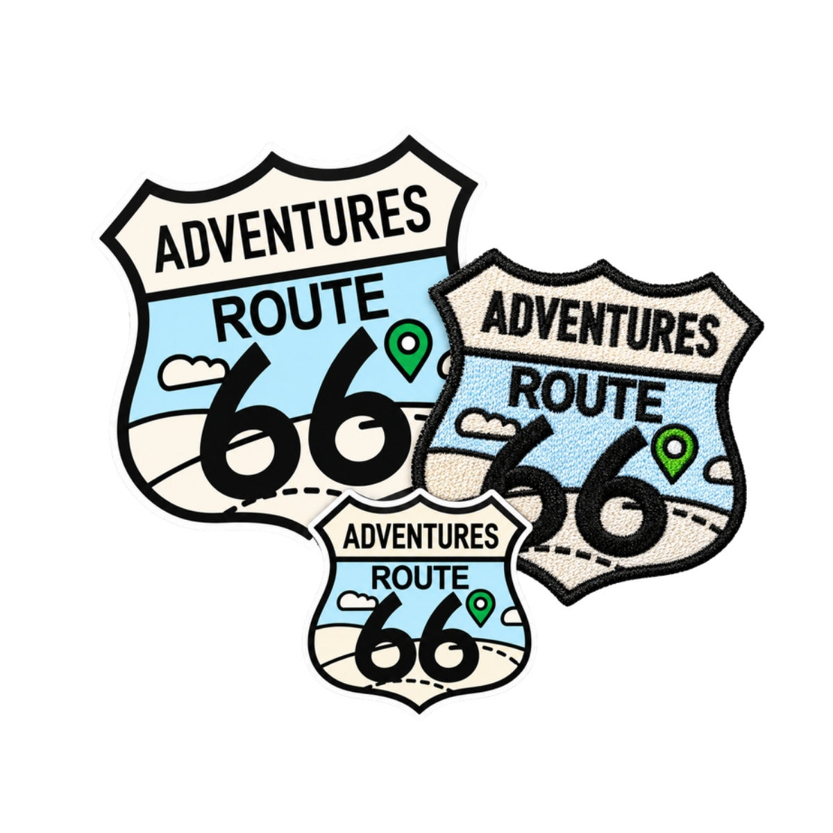 Route 66 Centennial Road Trip Bundle: patch, magnet, and sticker
