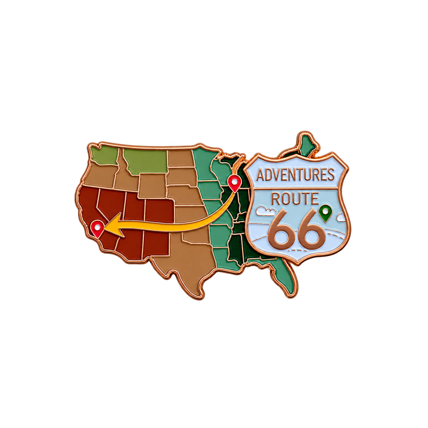 Route 66 Centennial Copper Geocoin